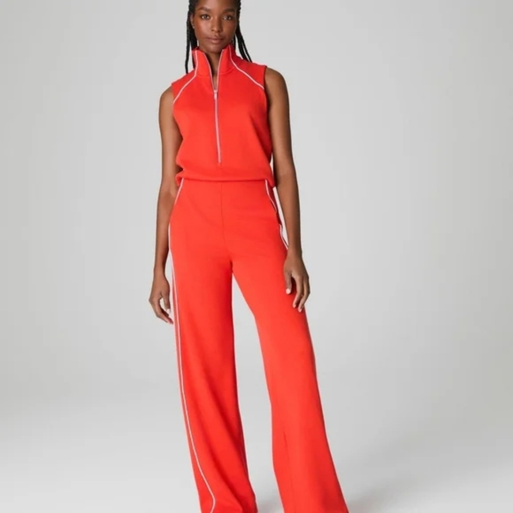 NWT SPANX Air Essentials Pique Sleeveless Mockneck Poppy Jumpsuit